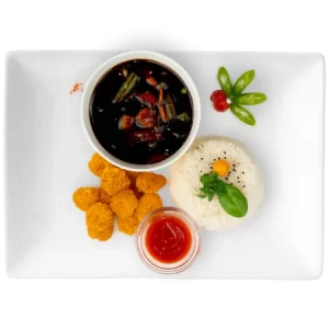 186 – Crispy Garnelen mit gebratenem Gemüse, Chili und Knoblauchsauce (leicht scharf)