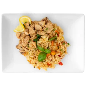 116 – Hühnerfleisch mit gebratenem Reis