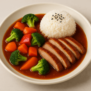 Knusprige Ente Honey & Soya Soße mit Gemüse