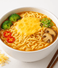 Cheese-Ramen mit frischen Toppings