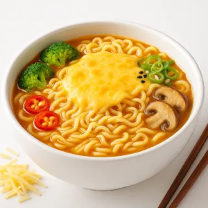 Cheese-Ramen mit frischen Toppings