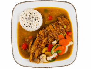 Knusprige Ente mit gebratenem Gemüse und Mango Soße